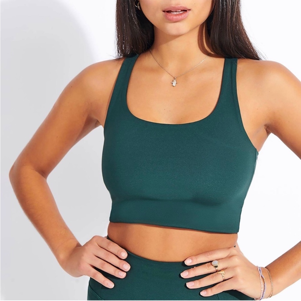 Girlfriend Collective Paloma Racerback Sports Bra In Moss Xs
